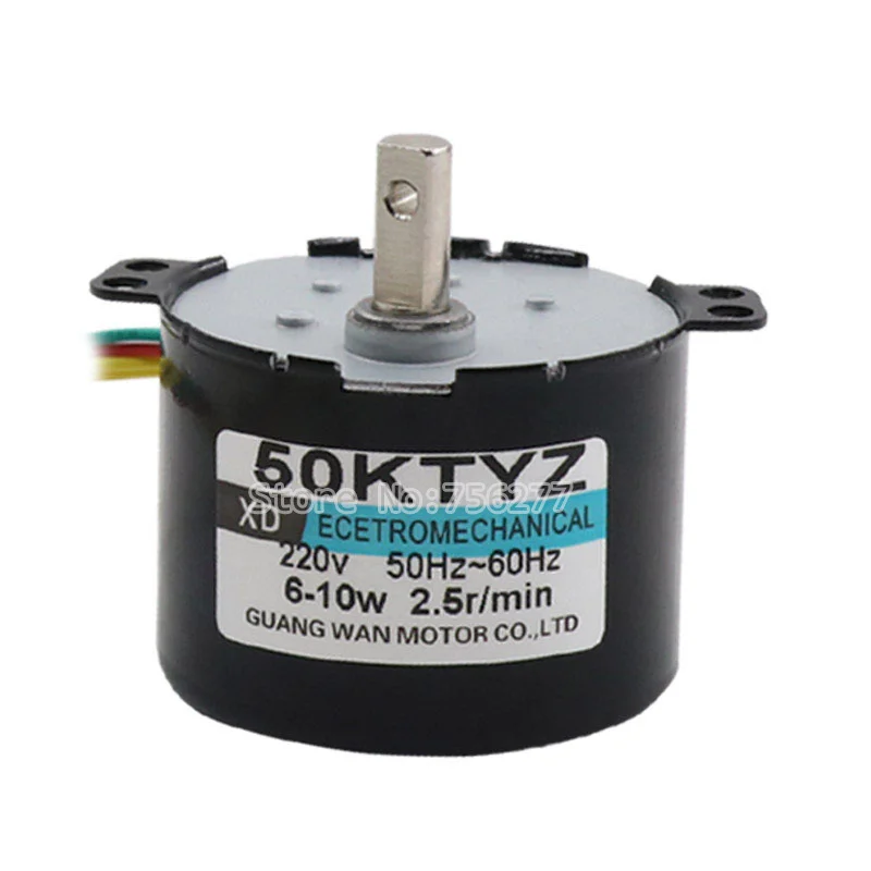 Синхронный двигатель 50KTYZ с постоянными магнитами, 220 В переменного тока 1/1/2/10/20/30/50 об/мин, положительный отрицательный редуктор, микродвигатель