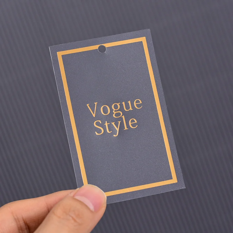 

PVC Customizing Transparency Foiled Gold Silver Thick Hanging Tag Clothing Shoes Bag Gift Label Swing Tag Plastics Waterproofing