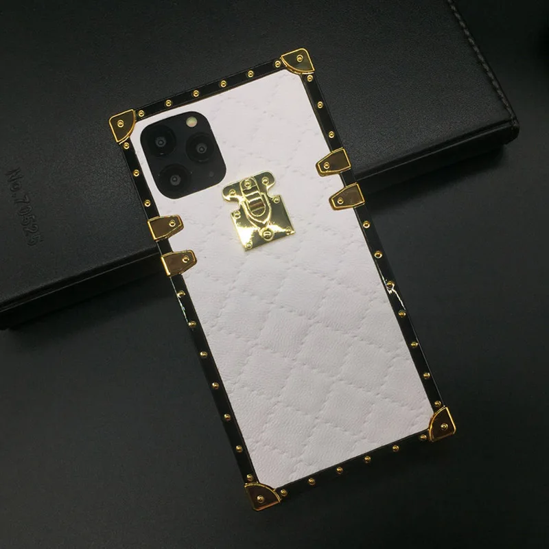 Белый Роскошный квадратный чехол в клетку для iphone 11 PRO XS MAX X XR 6 6S 7 8 чехол для телефона s для samsung S10 Lite S10E S8 S9 Plus Note 10 9 - Цвет: Белый