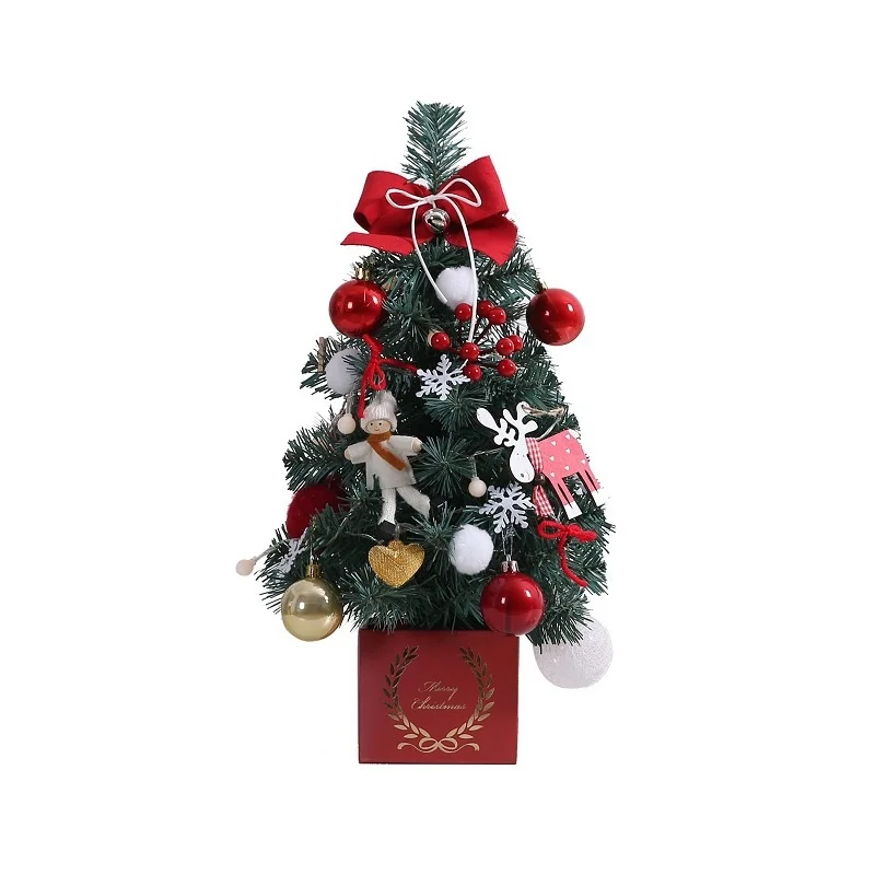 Mini &aacute;rbol de Navidad Artificial con cadena de luces LED, adornos de mesa, Mini &aacute;rbol de Navidad, decoraciones de Navidad DIY, regalo-4