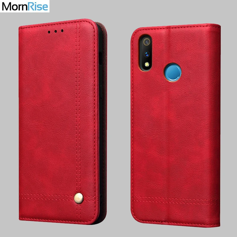 Винтажный кожаный флип чехол для OPPO Realme X lite / 3 pro Роскошный кошелек с подставкой