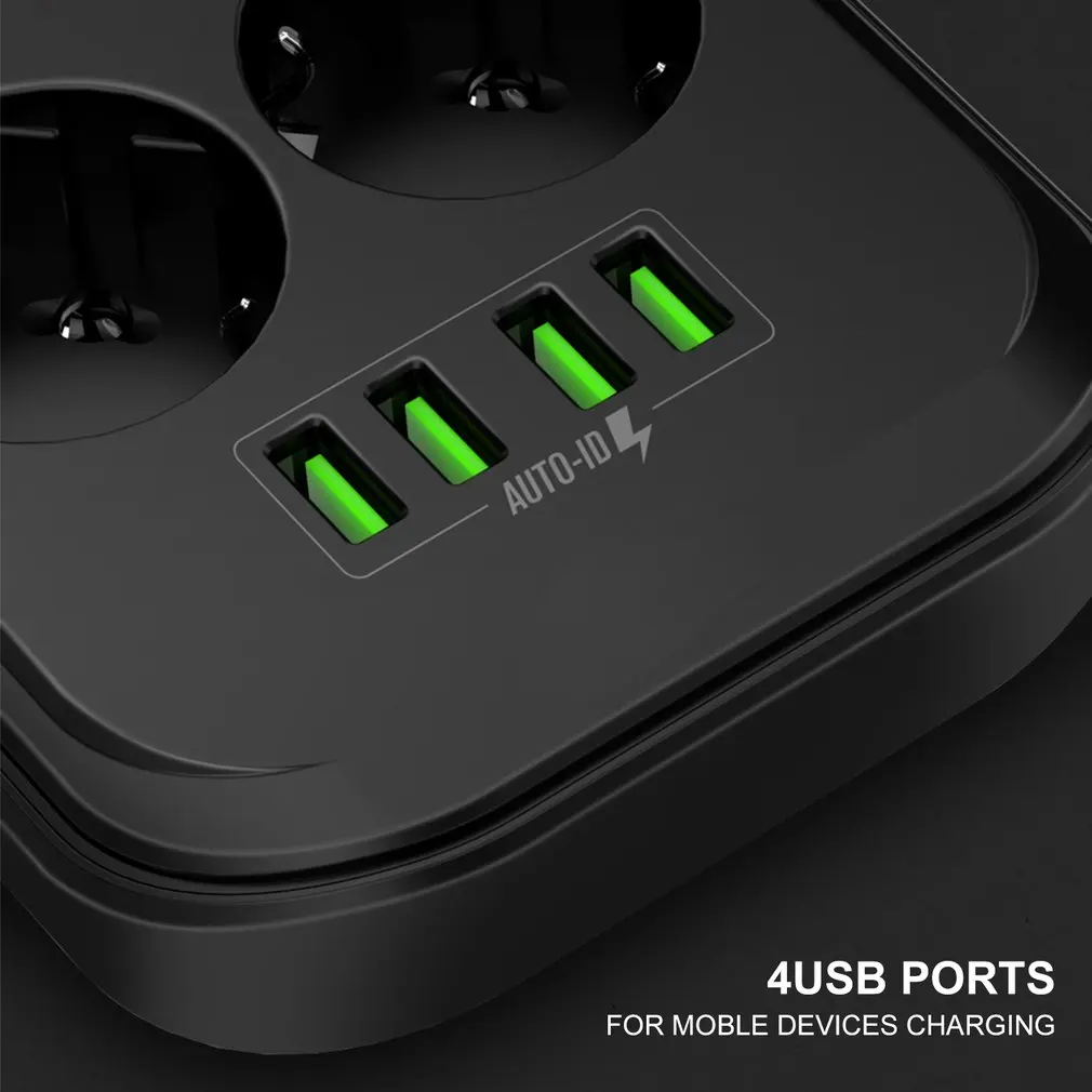 

4 USB Phone Charger Multiple Power Sockets 6 EU Outlet Power Strip Charger For Home/Restaurant Charging Mobile Phone