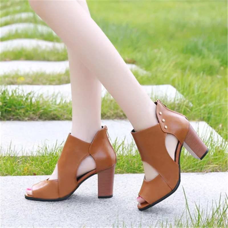

Summer Thick with Fish Head Sandals Sexy Heels Women High Heel Thick with Breathable Shoes Waterproof Platform Female Sandals