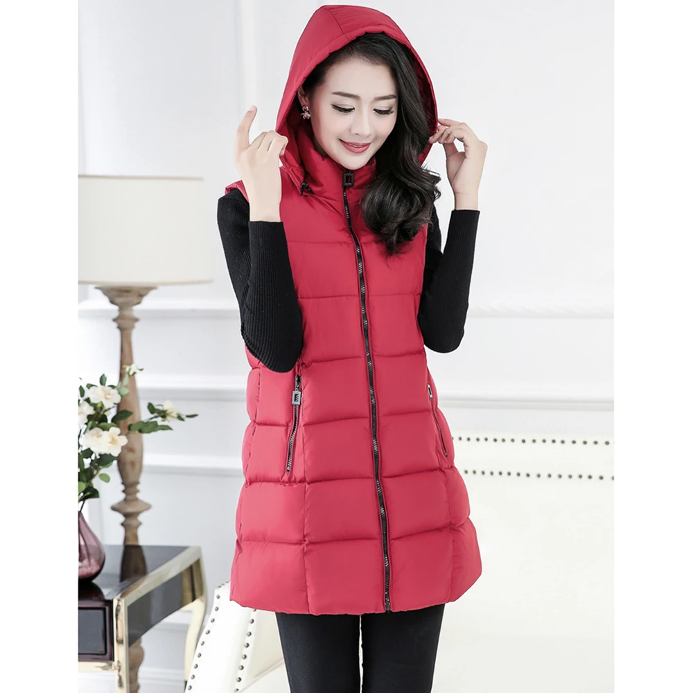 Осенне-зимний хлопковый жилет Женский Повседневный Женская длинная куртка-жилет