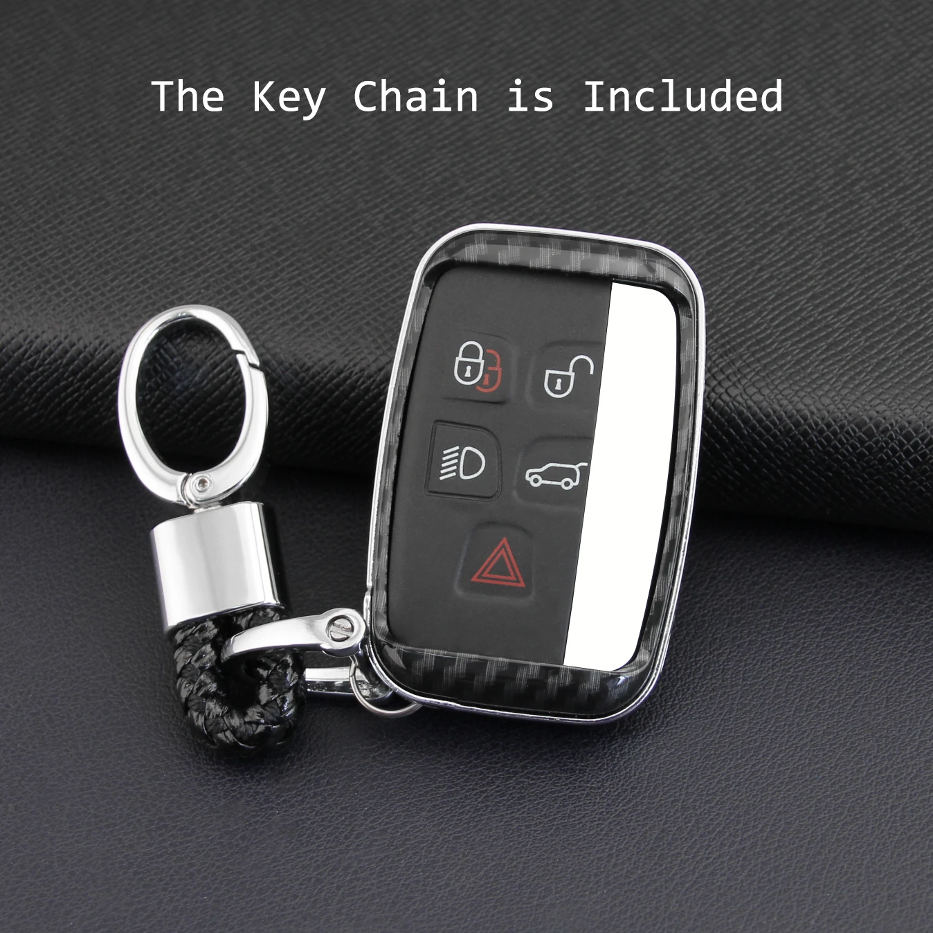 For Land Rover Jaguar Car Key Fob Case Cover Chain Carbon Fiber Range Rover Sport Evoque Velar LR4 Discovery 4 5 XE XF XJ F-PACE