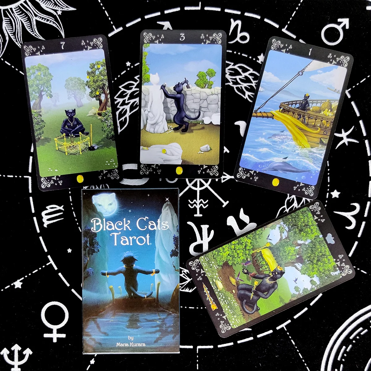 

Black Cats Tarot Cards Prophecy Divination Deck English Version Entertainment Board Game 78 sheets/box