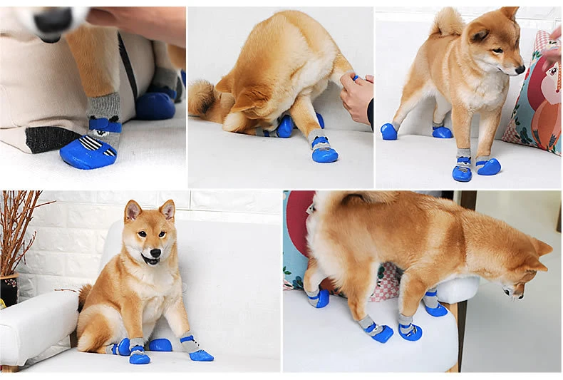 4 шт./компл. Обувь для собак зимние теплые носки больших водонепроницаемые