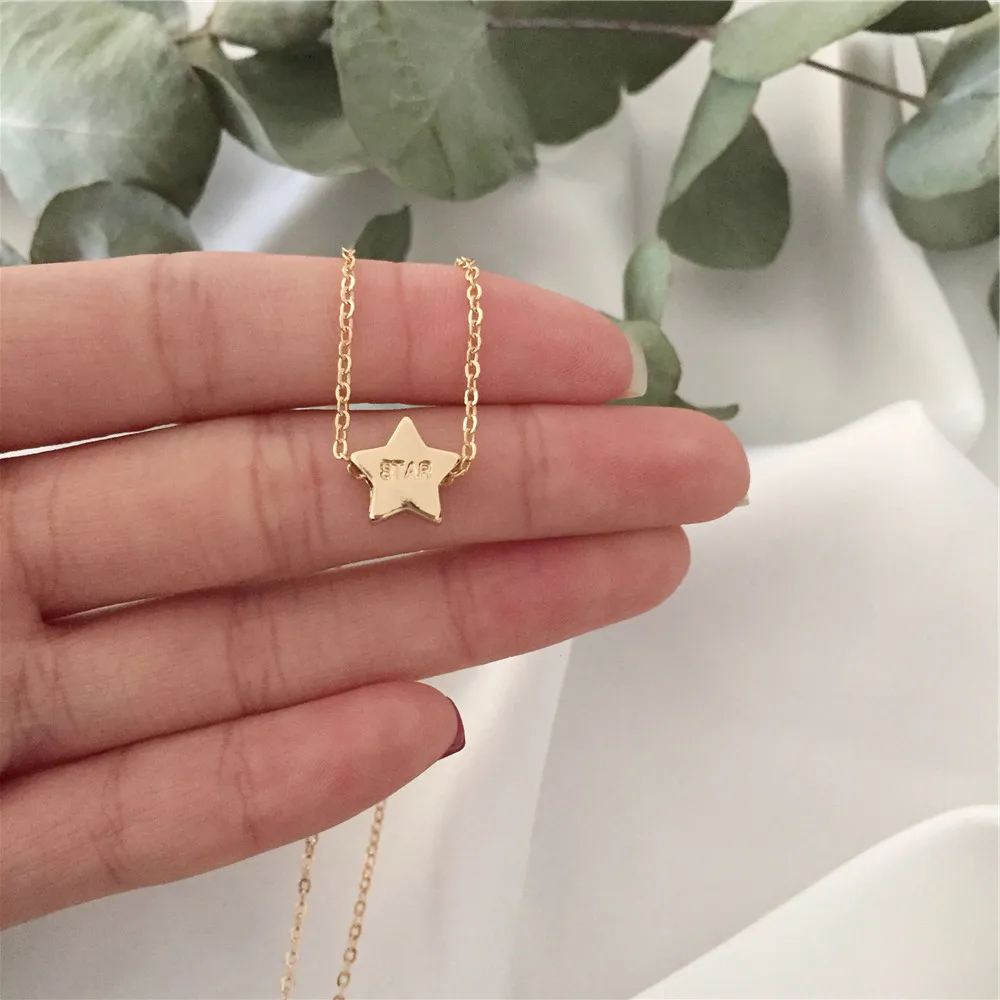 Супер милое женское золотое покрытие с надписями и гравировкой в виде звезды