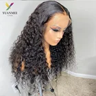YUANMEI 30-дюймовые вьющиеся парики, бразильские кудрявые вьющиеся человеческие волосы, предварительно выщипанные 13x4X 1 парики на сетке спереди, глубокие вьющиеся парики на сетке спереди