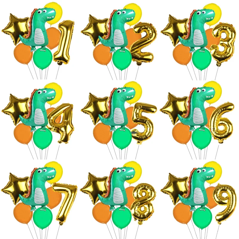 

7pcs Dinosaur Party Balloon Foil Number Baloon Jungle Birthday Party Decorations Kids Baby Boys Toys