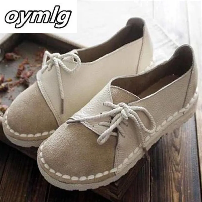 

2020 Women Flats Casual Shoes Woman Flat Lace Up Plus Size Casual Shoes Vintage PU Leather Chaussures Femme Shoes for Women