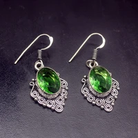 gemstonefactory big promotion single unique 925 silver vintage green crystal peridot women earrings 20210006