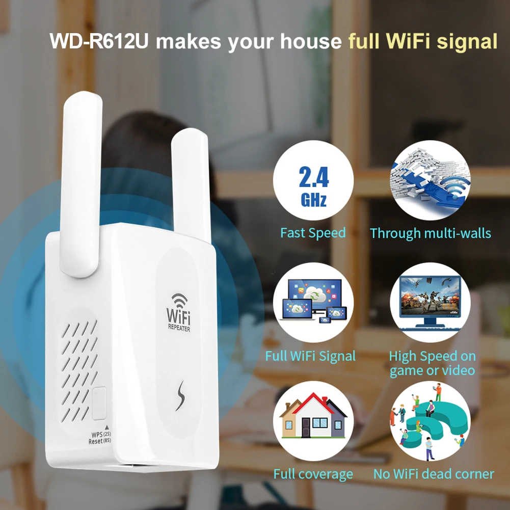 

Ретранслятор Wi-Fi 300 м, усилитель сети, беспроводной Wi-Fi расширитель маршрутизатора, усилитель мощности, 2 антенны, усилитель сигнала