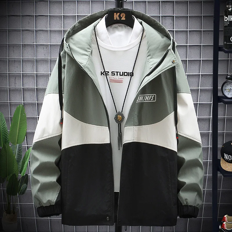 

Men's Hooded Fashion Jacket Trendy Workwear Casual Top Letter printing Autumn clothes Color matching Soft and comfortable coat