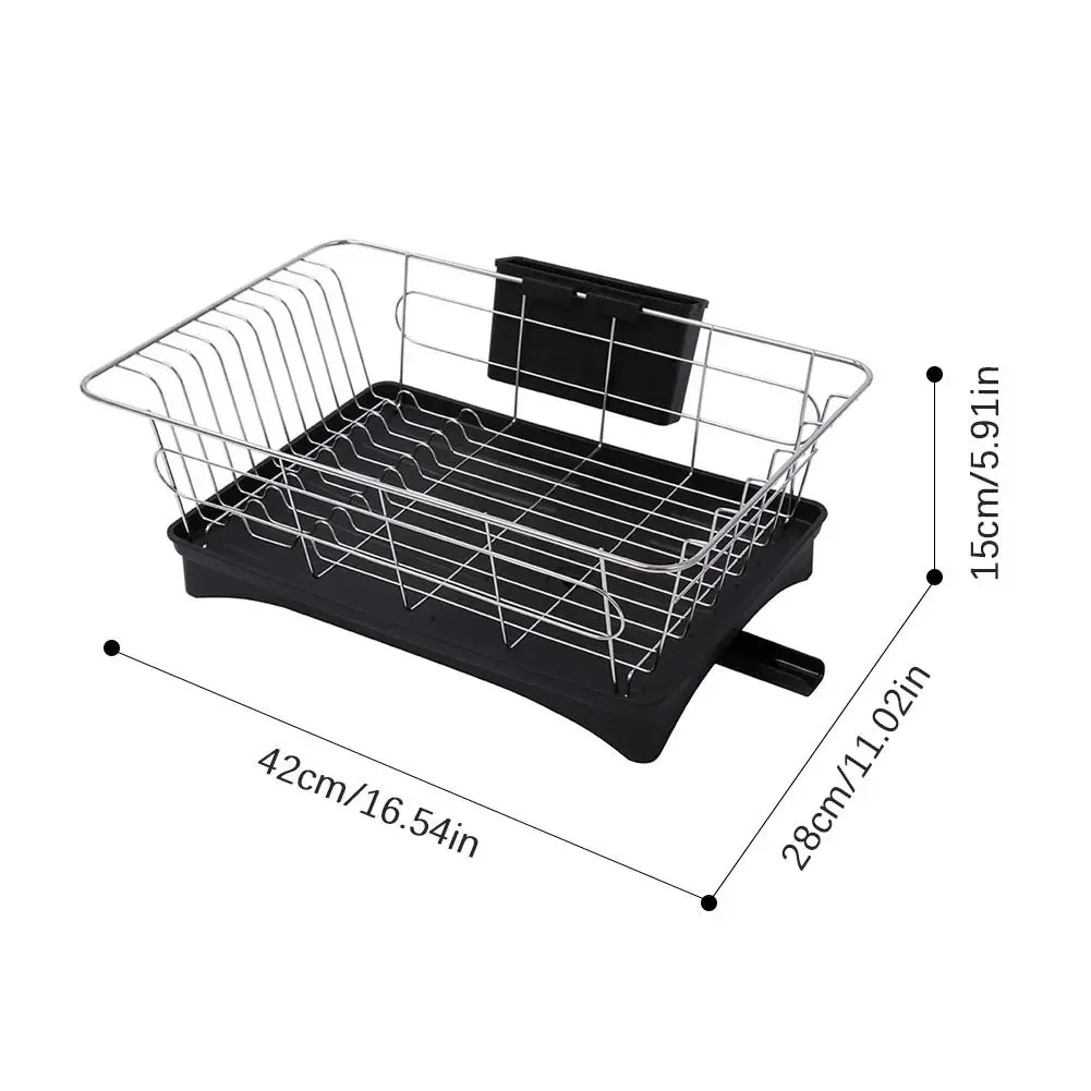 

Stainless Steel Single Layer Dish Rack Kitchen Organizer Storage Drainer Drying Plate Shelf Sink Knife Fork Container Accessorie