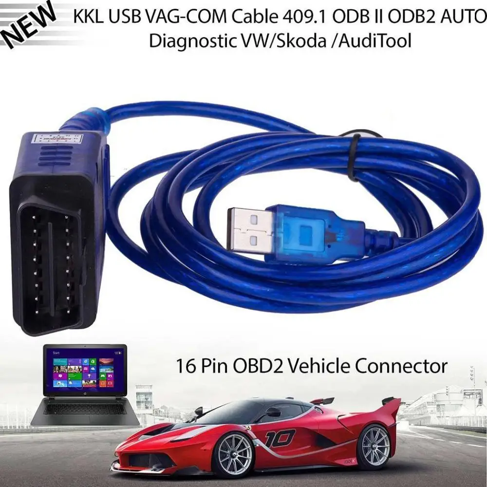 Диагностический интерфейс VAG COM 409.1 USB кабель kkl OBD2 для VW Audi Seat Volkswagen Skoda|Кабели