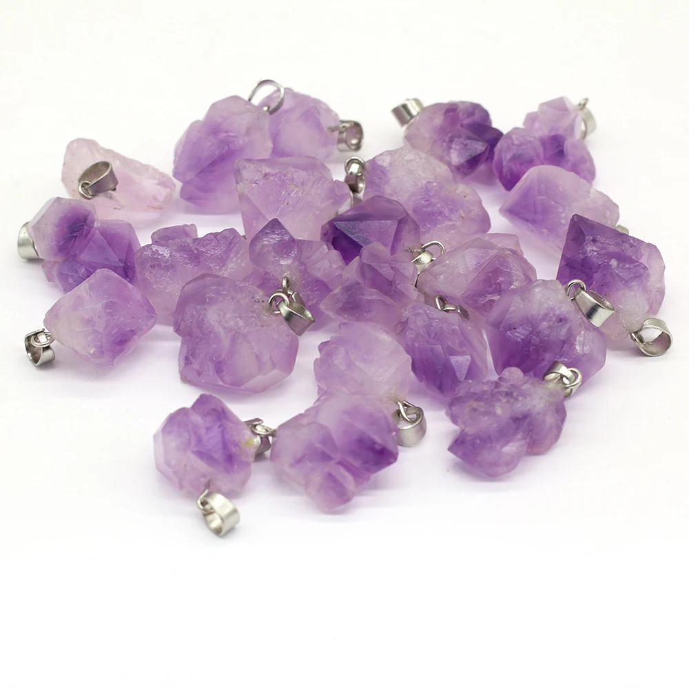 

1PCS Natural Stone Amethyst Irregular Pendant15-18MM For Jewelry MakingDIY Necklace Earring Accessory Healing Gemstone Wholesale