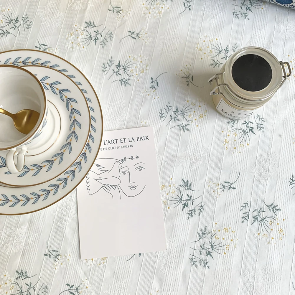 

Tablecloth Pastoral Fresh Lilac Flower Lace Floral Table Cloth Printing Coffee Table Cover Cloth Shooting Background Mats Tools