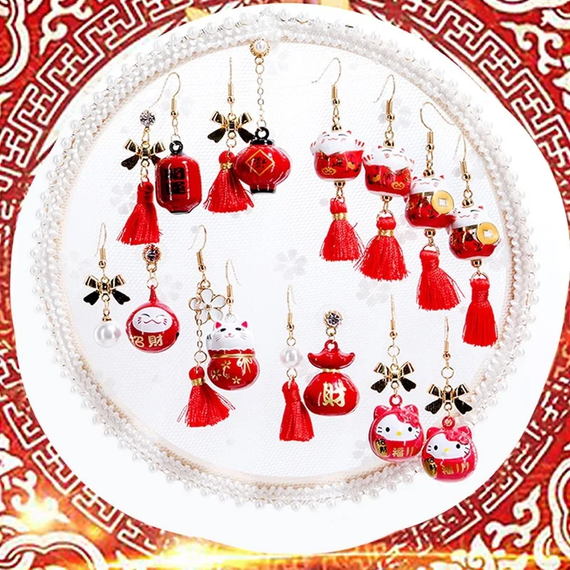 Серьги гвоздики с кисточками и кошачьими колокольчиками|Серьги-подвески| |