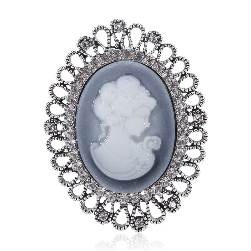 Wuli&ampbaby Flower Round Lady Face Badge Brooches For Women Vintage Beauty Figure Office Party Brooch Pins Gifts | Украшения и