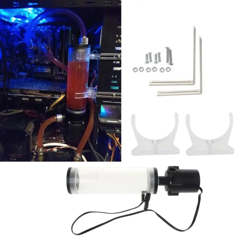 

G1/4\" Thread XHC8+160mm Cylinder Computer Water Tank 12V 19W PC Water Cooling SC600 Pump Radiator Waterblock Holder Kit For CPU