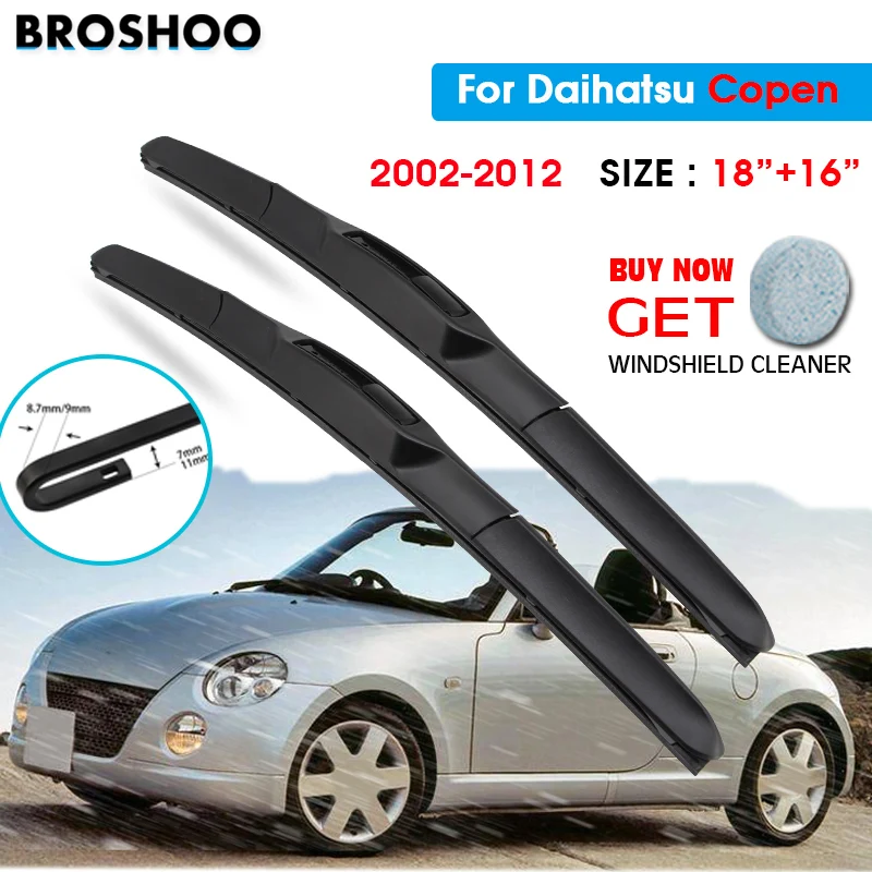 

Щетка стеклоочистителя для Daihatsu Copen 18 "+ 16" 2002-2012 Авто Стеклоочистители для лобового стекла лезвия для мытья окон подходит для U Hook Arms