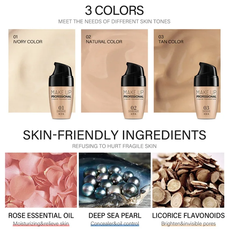 Новая Водонепроницаемая долговечная база для макияжа лица Жидкий тональный крем