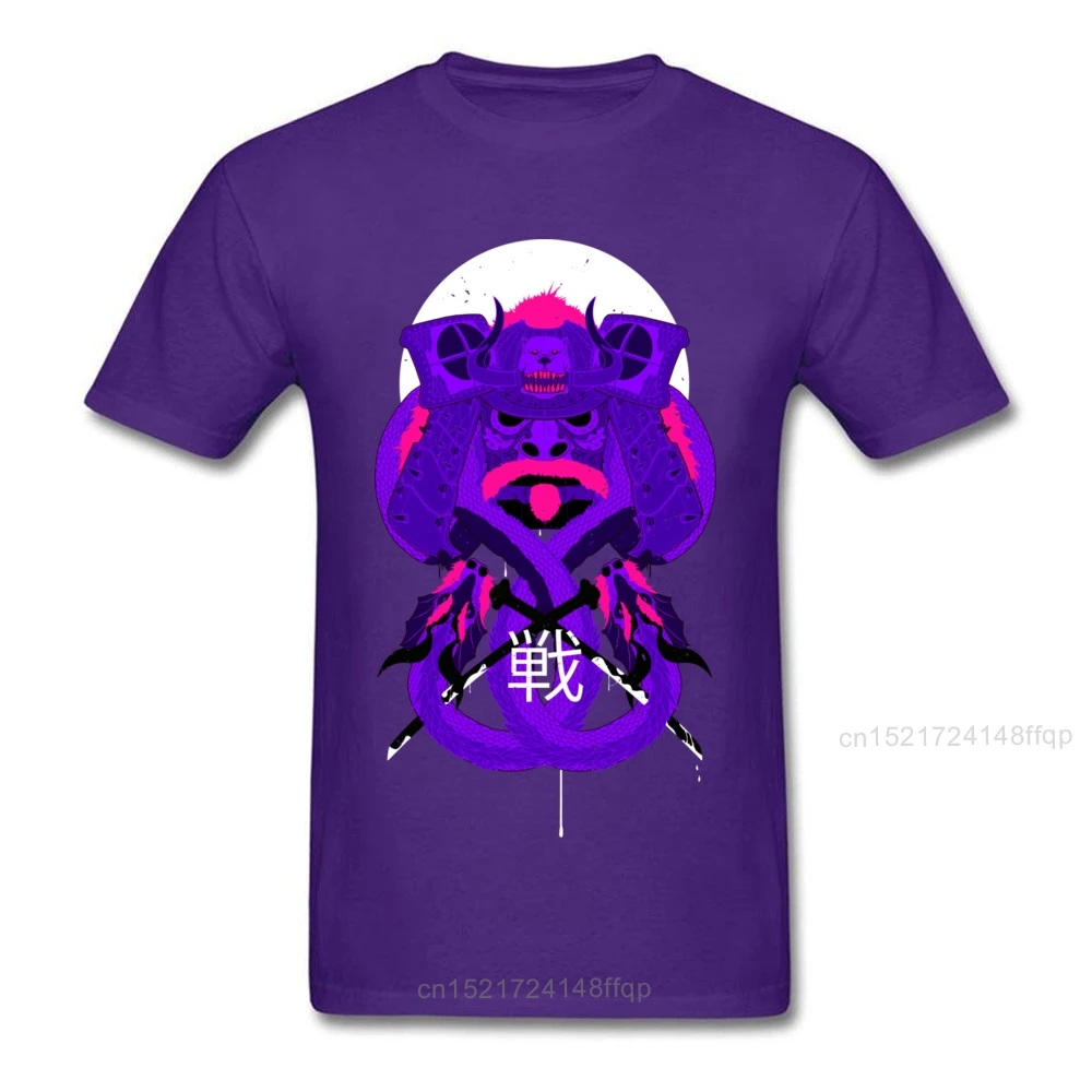 Футболка с воином Мужская футболка самураем новинка черный фиолетовый японский стиль одежда из хлопка