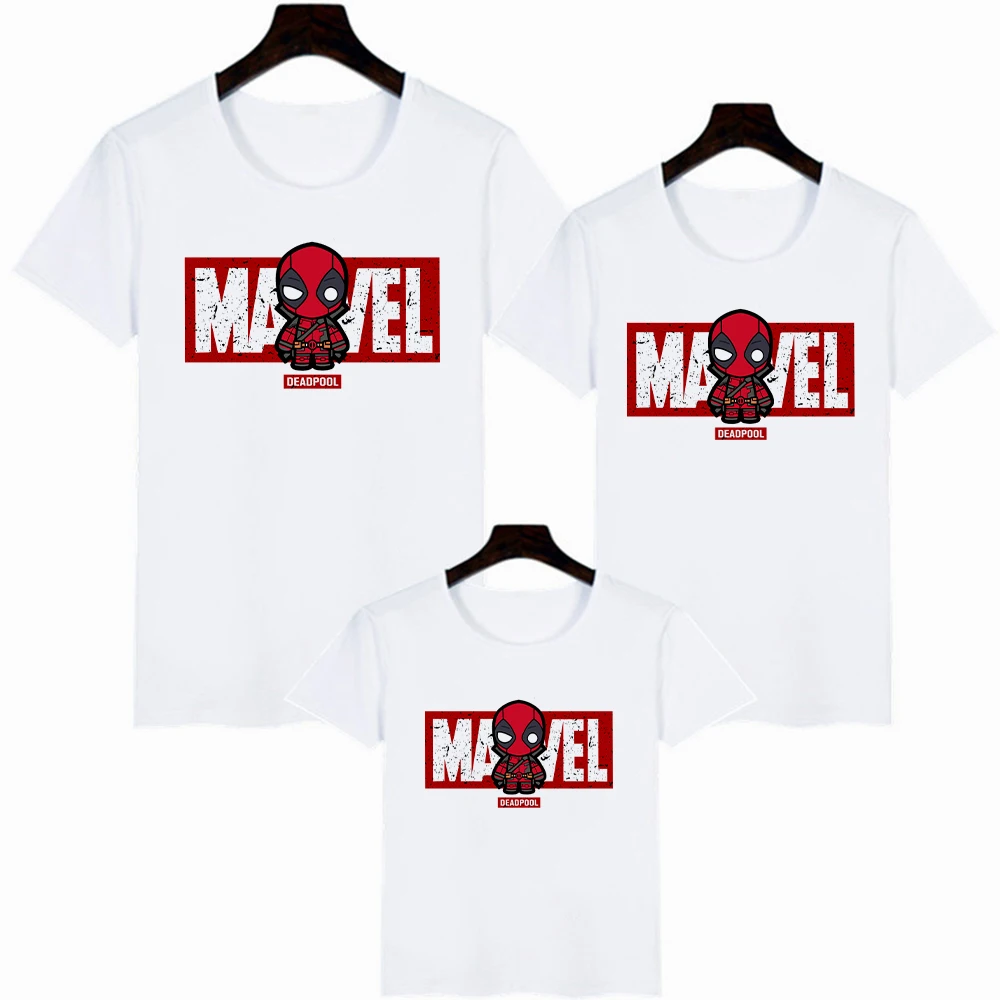 

Marvel The Avengers Deadpool Print Clothing Children T-Shirt Harajuku Adult Unisex Clothing Top Family Matching Clothes