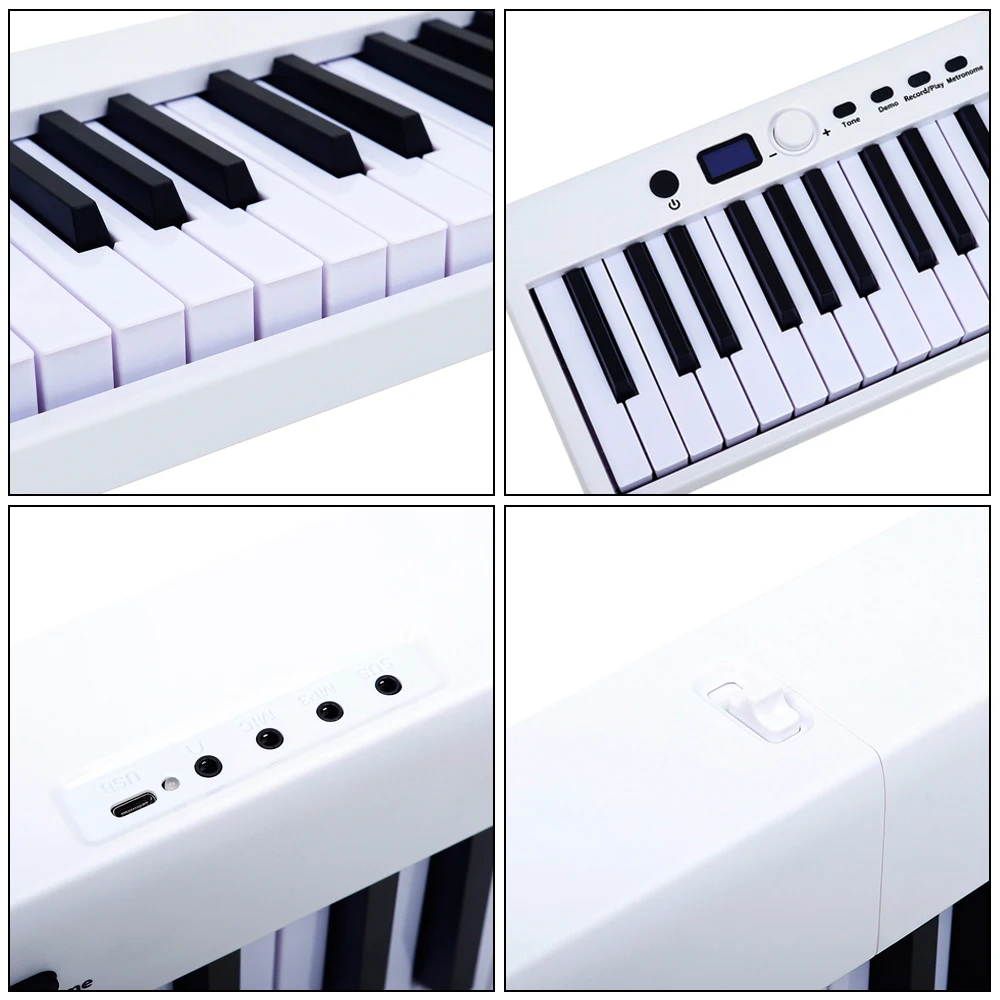 

M MBAT Portable Electronic Organ 88 Keys Electronic Piano Keyboard MIDI Output Rechargeable Battery with Sustain Pedal Piano Bag