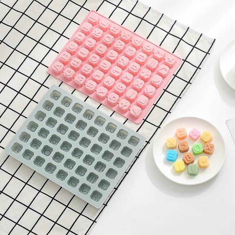 48 Grid Food Silicone Square English Alphabet + Number Cake Candy Chocolate Ice Cube Mold Kitchen Tool DIY Baking | Дом и сад