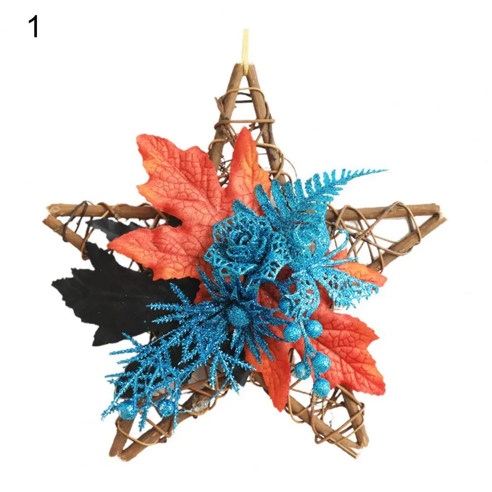 

Осенний венок, реалистичный вечный пластиковый венок на Хэллоуин, Искусственный Кленовый пентаграмма, венок для входной двери