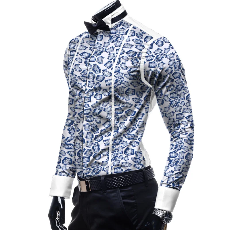 Африканская одежда Дашики Модные мужские формальные рубашки длинный рукав
