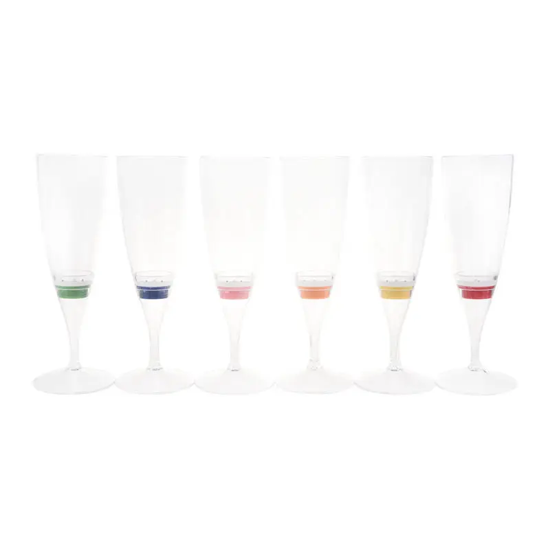

6 Set LED Light Wine Flute Light Up Liquid Activated Champagne Glasses for Wedding New YearParty Flute Multicolor