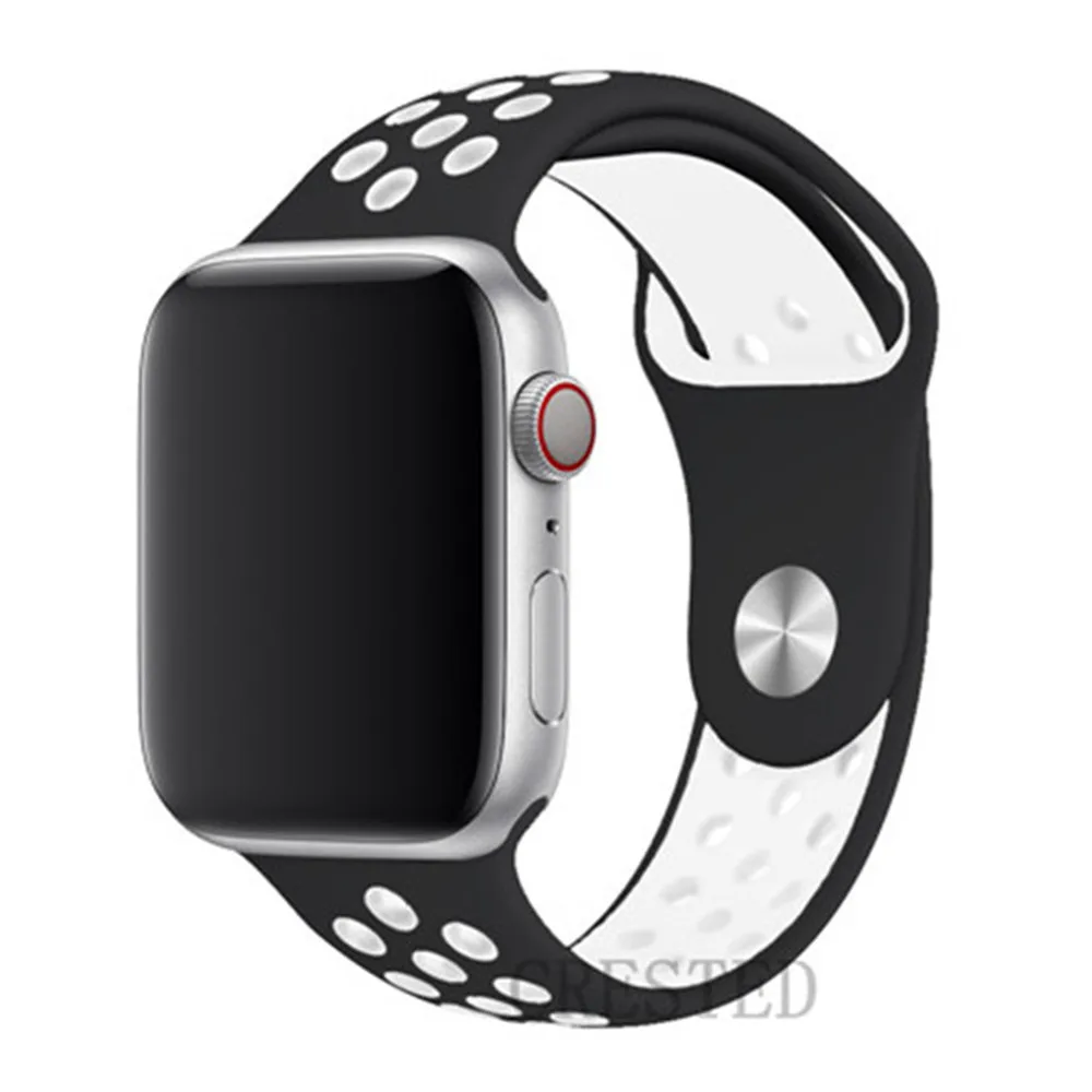 Ремешок для apple watch 5 4 3 ремешок 44 мм/40 мм iwatch ремешок 5 42 мм/38 мм correa силиконовый браслет аксессуары для часов - Цвет ремешка: black white 11