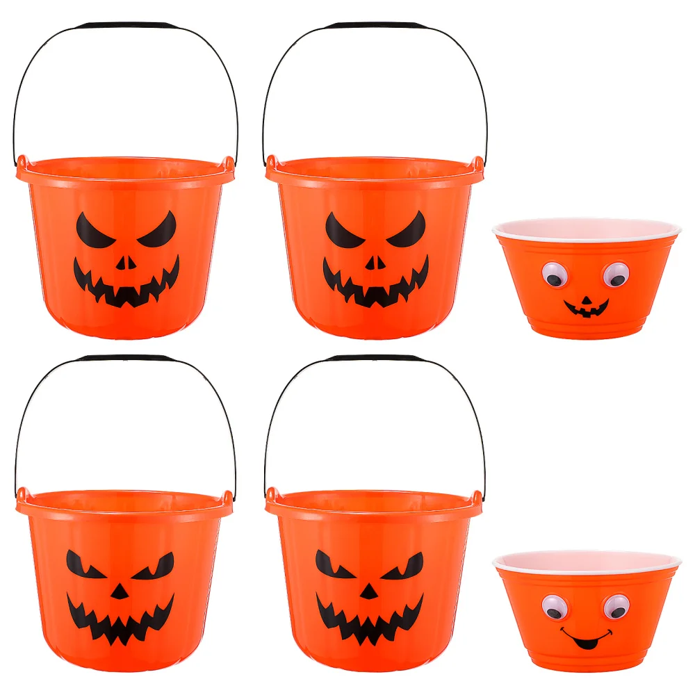 

STOBOK 4PCS Trick or Treat Pumpkin Bucket Candy Holder Pail Party Favor Basket with 2 Bowls Party Supplies