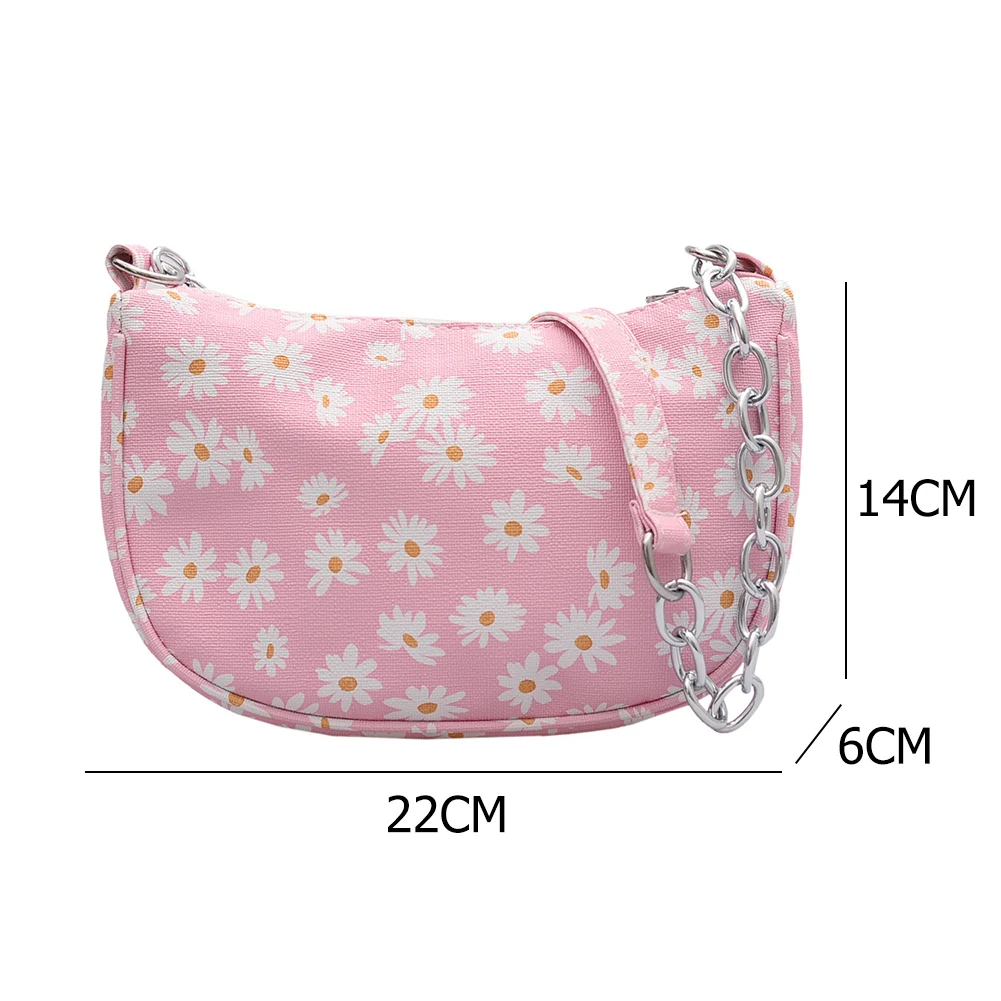 

Female Casual Flower Underarm Shoulder Tote Fashion Daisy PU Women Handbag Bag Fashion Exquisite Shopping Bag