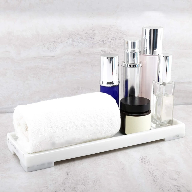 

Bathroom Tray, Marble Pattern Sink Tray,Resin Vanity Tray for Vanity Essentials Soap Towel Toothbrush Toothpaste or Other Toilet