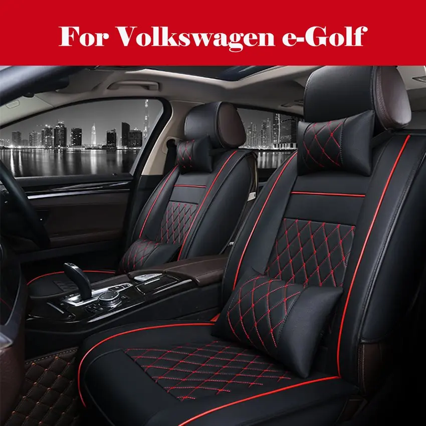 

Black Luxury PU Leather Full Set Seat Cover Cushion For Car Interior Accessories For Volkswagen e-Golf