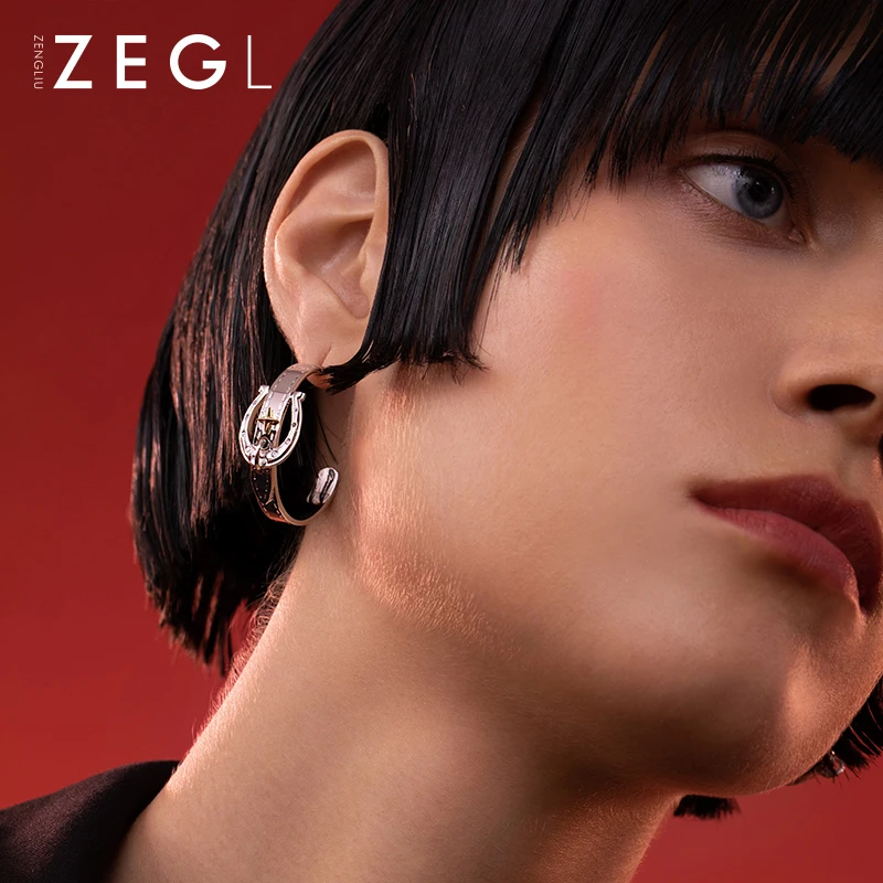 Zengliu дизайнерские полукруглые серьги с образной застежкой женские гвоздики в