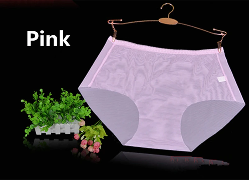 pink Полностью прозрачные женские трусы, супер сексуальные трусы размера плюс, женские трусы до середины талии, прозрачные L XL XXXL 30 - Цвет: pink