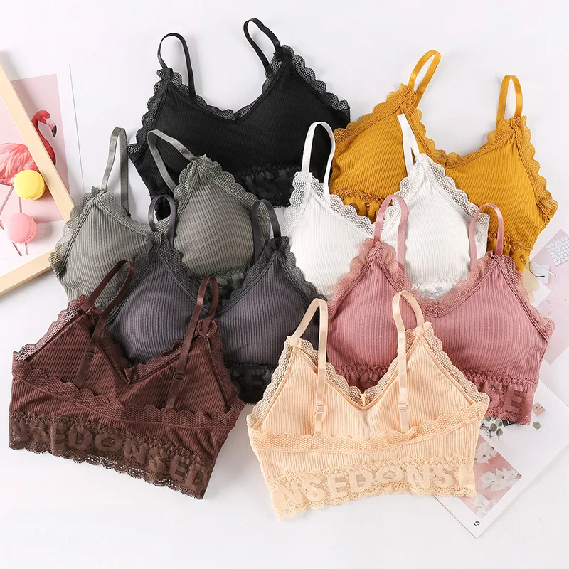 

Top Women Sexy Lace Bras Sexy Women Crop Top Bralette Deep V Neck Soft Skin-Friendly Breathable Comfortable Sleep Bra Top