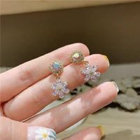2020 new fahion womens earrings fine sweet zircon flower earrings for women bijoux korean girl party jewelry gifts wholesale