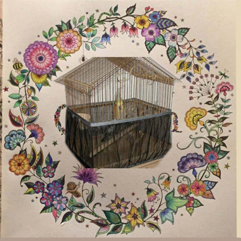 

2021 Nylon Mesh Bird Cage Cover Shell Skirt Net Easy Cleaning Seed Catcher Guard Bird Cage Accessories Airy Mesh Parrot Bird