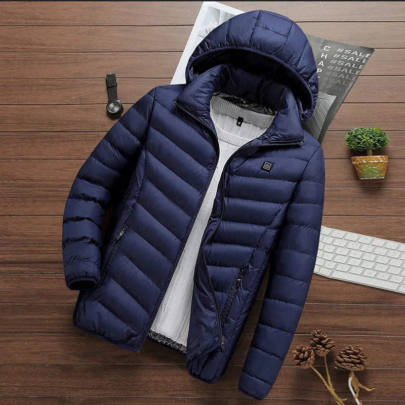 

2021 New Heated Jackets Vest Down Cotton Mens Women Outdoor Coat USB Electric Heating Hooded Jackets Warm Winter Thermal Coat