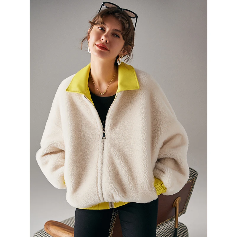 

Fashion Shearling Jacket Thick Warm Fur Real Fur Coat Abrigo Largo Mujer Invierno 2020 Wool Coats Women Luxury Clothes