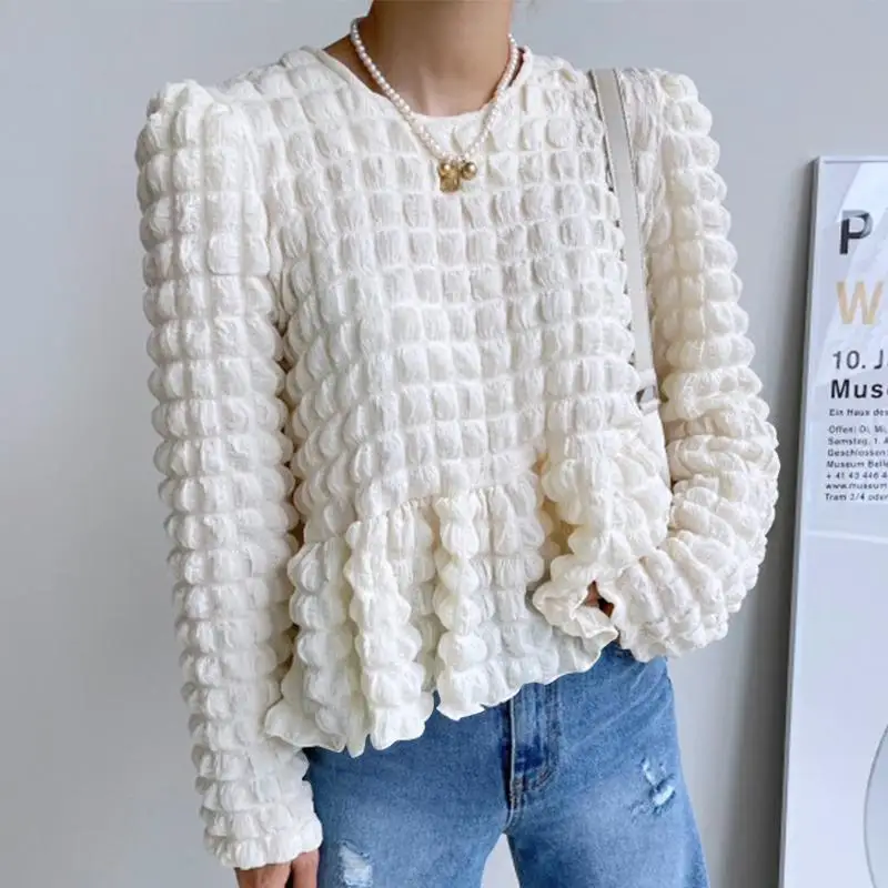 

Women Shirts 2022 VONDA Elegant Long Puff Sleeve Ruffle Shirts Casual Baggy Blouse Bohemain Tops Party Blusas Feminina Oversized