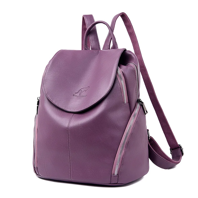 

New Korean version of women's backpack fashion multi-functional student large capacity travel soft leather schoolbag hot sale