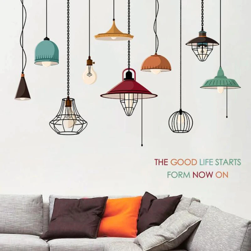 Съемная 3D цветная мультяшная люстра фонарик настенная наклейка креативная для