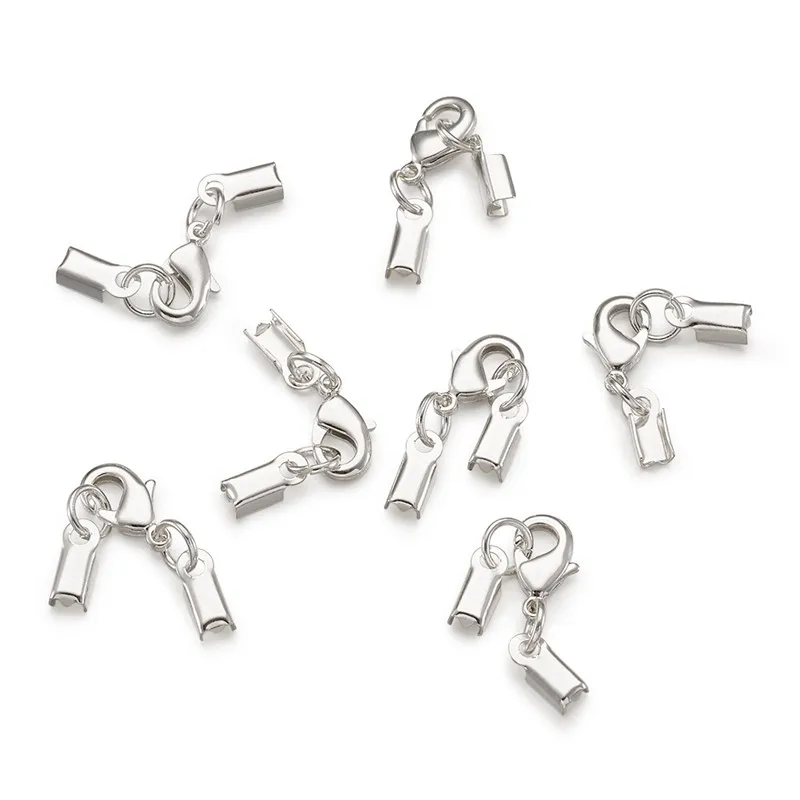 10 комплектов серебряного цвета латунные концы зажима с застежками-когтями для